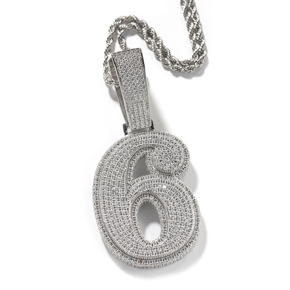 ICE WATER Large Number 1-9 zirconia Pendant