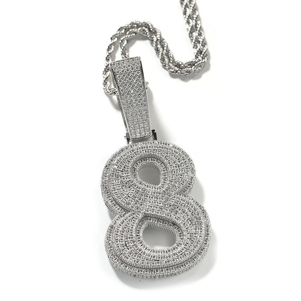 ICE WATER Large Number 1-9 zirconia Pendant