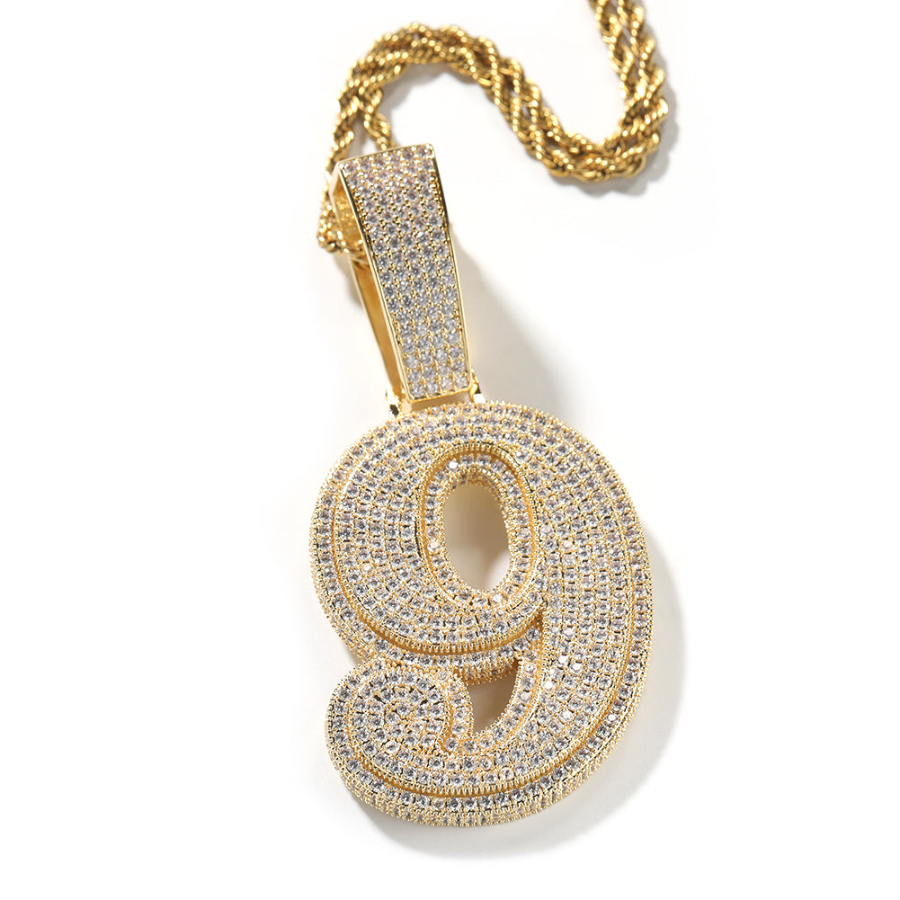 ICE WATER Large Number 1-9 zirconia Pendant