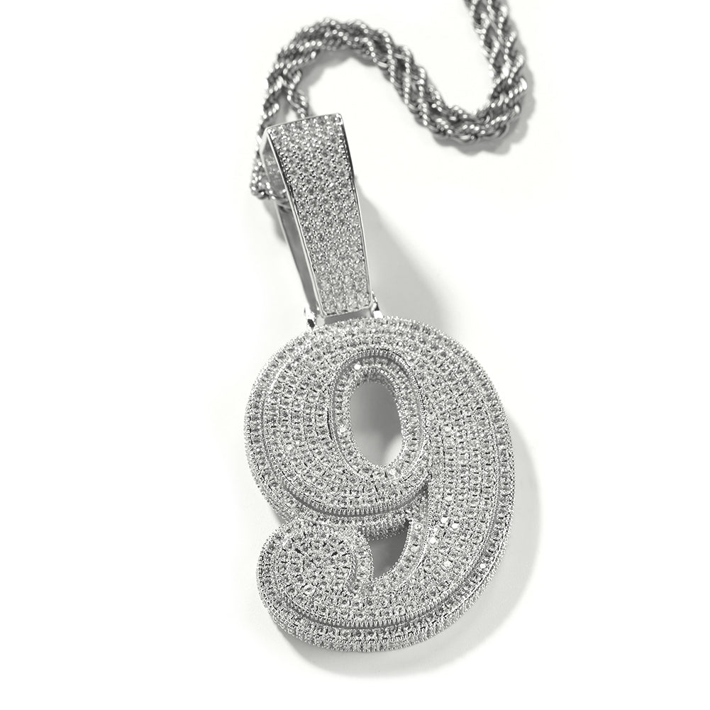 ICE WATER Large Number 1-9 zirconia Pendant