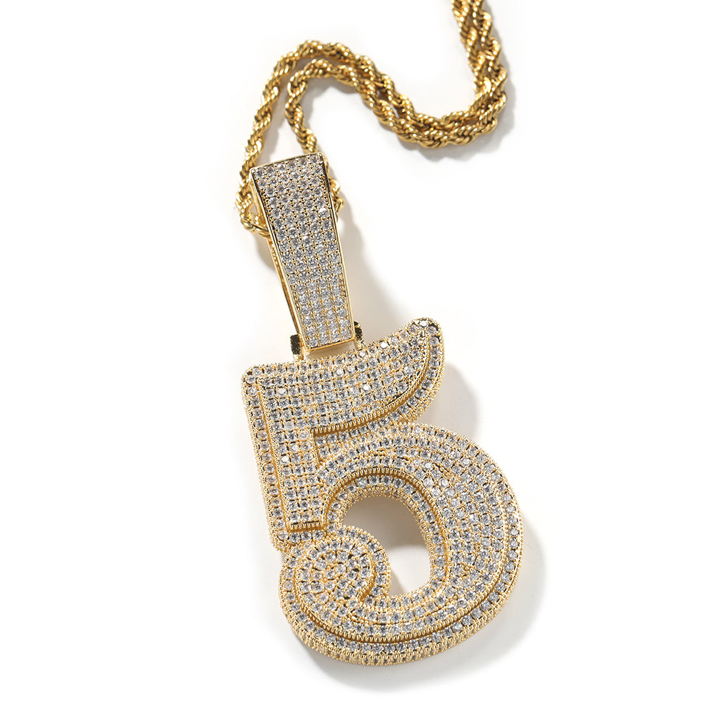 ICE WATER Large Number 1-9 zirconia Pendant