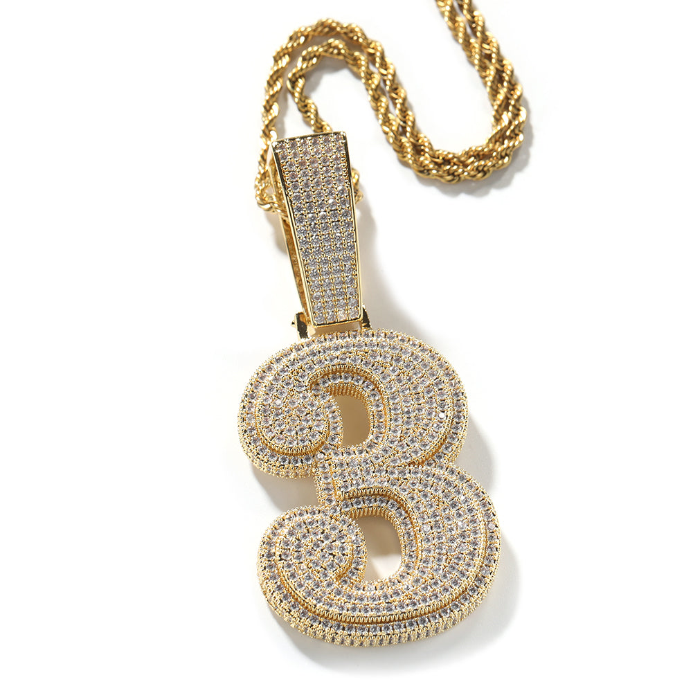 ICE WATER Large Number 1-9 zirconia Pendant