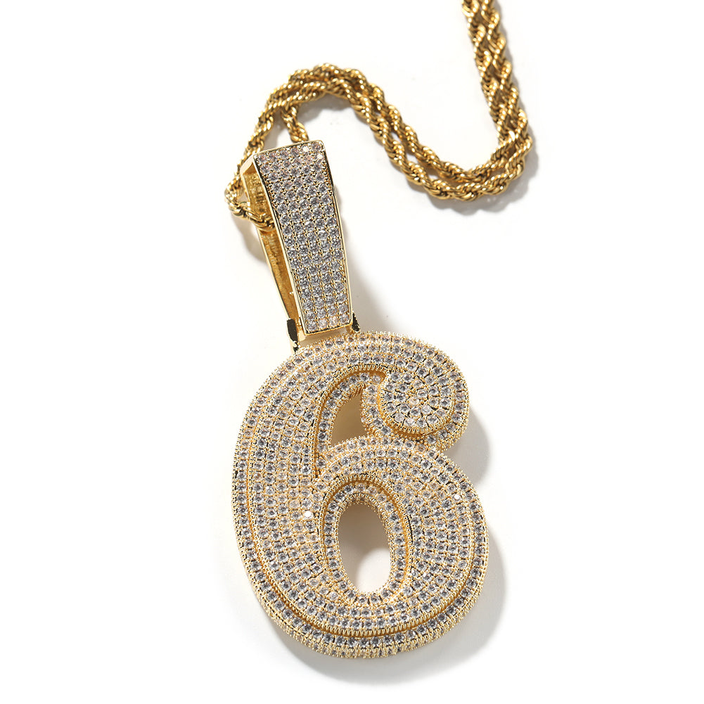 ICE WATER Large Number 1-9 zirconia Pendant