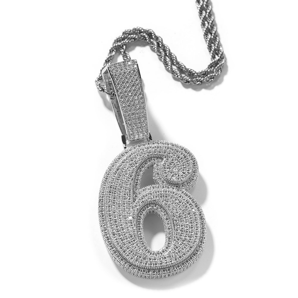 ICE WATER Large Number 1-9 zirconia Pendant