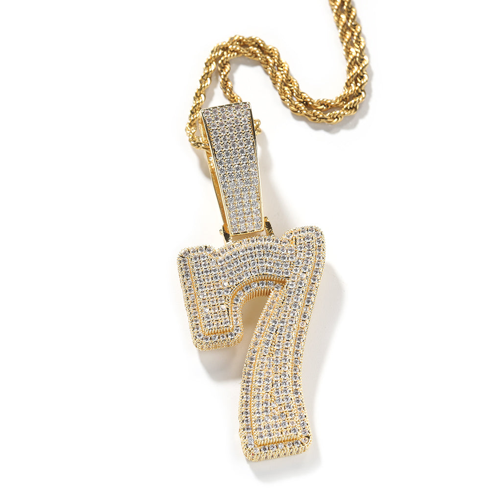 ICE WATER Large Number 1-9 zirconia Pendant