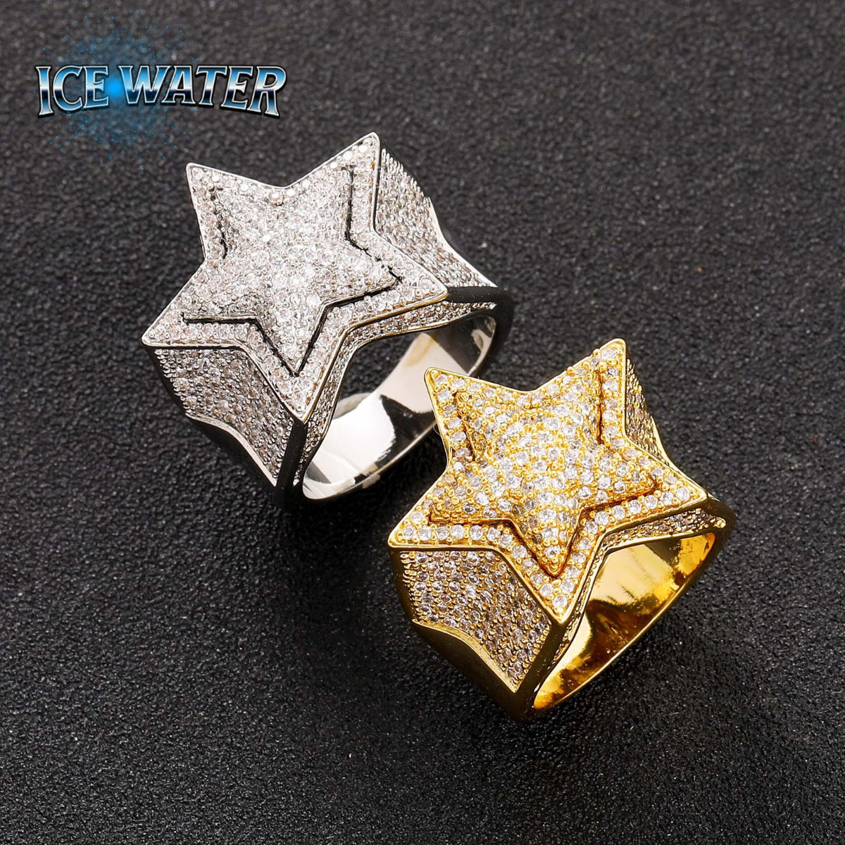 ICE WATER Fashion Men's star shaped Cubic Zirconia Ring