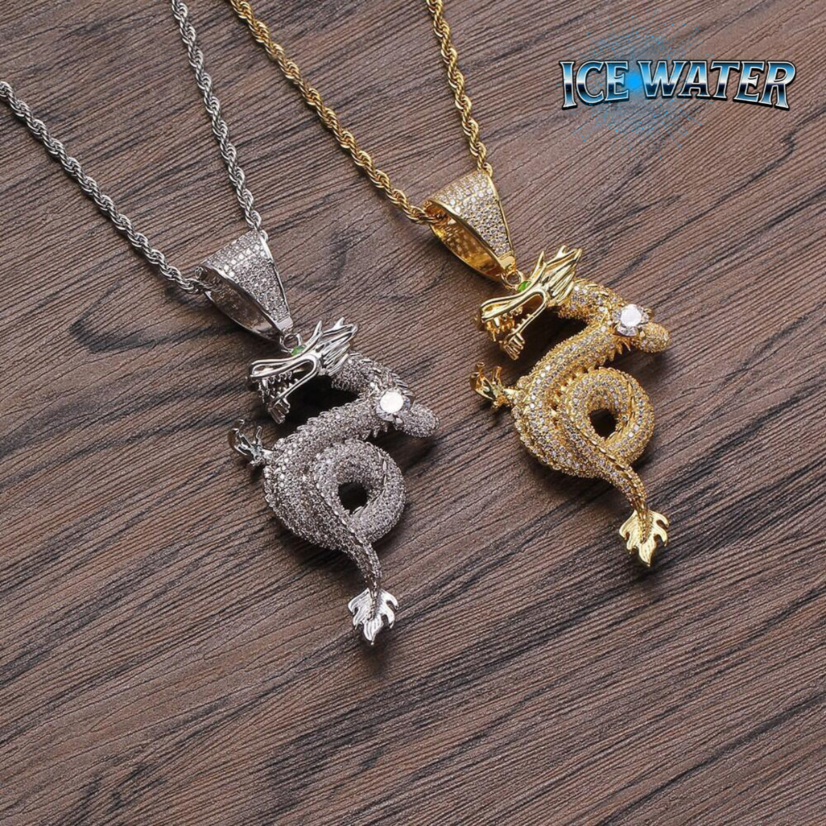 ICE WATER Hip Hop Charm Chinese Dragon zirconia  Pendant