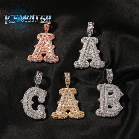 ICE WATER 26 English Letter Pendant Zircon