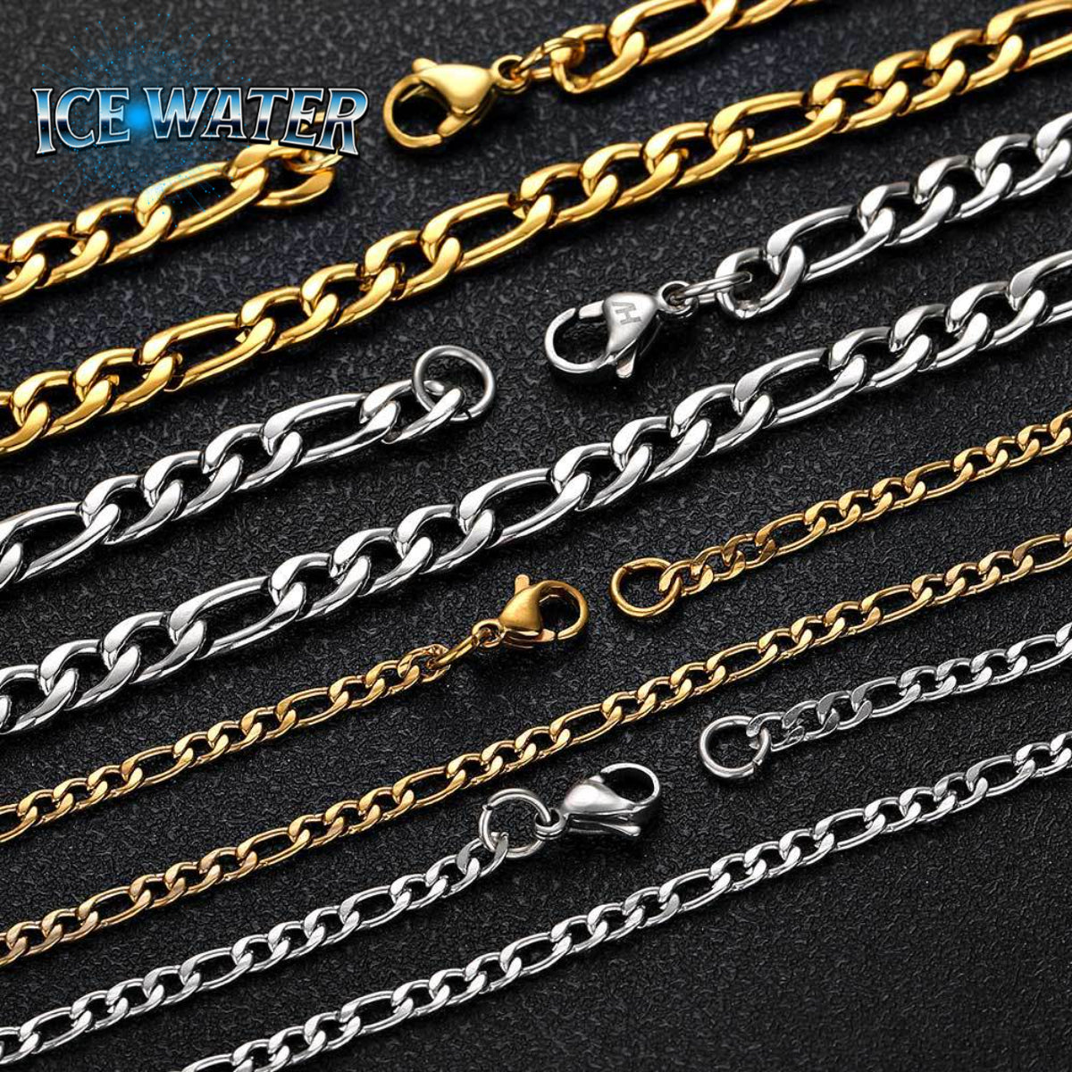 ICE WATER Hip Hop 7MM Figaro  Chain