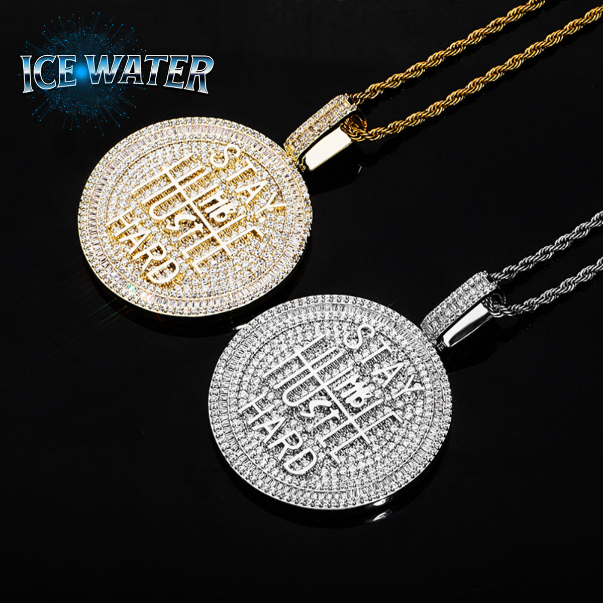 ICE WATER zirconia Pendant  Hip Hop Round Charm