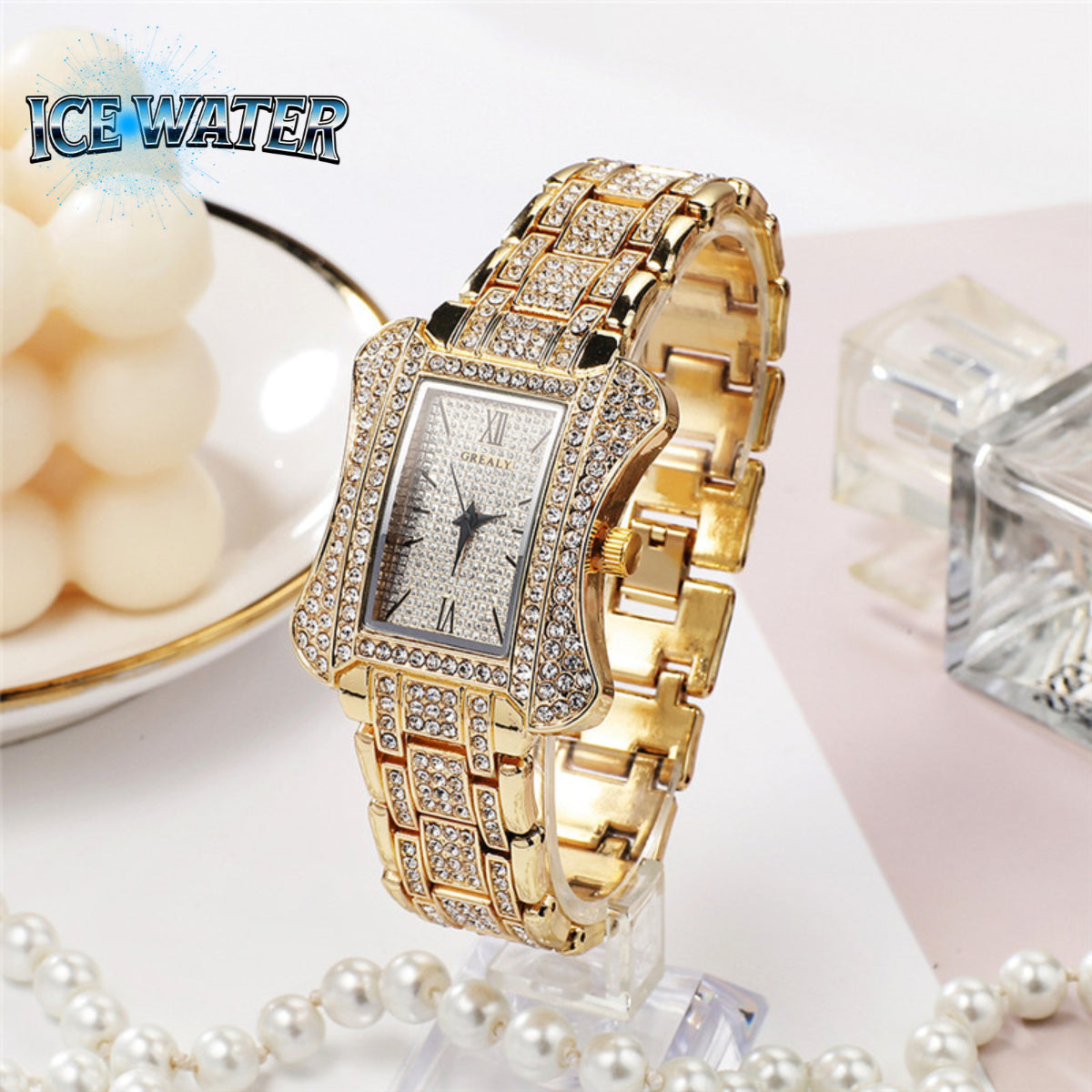 Elegant Square Watch & Zirconia Tennis Necklace Includes Tennis Bracelet 3 Piece Watch Sets