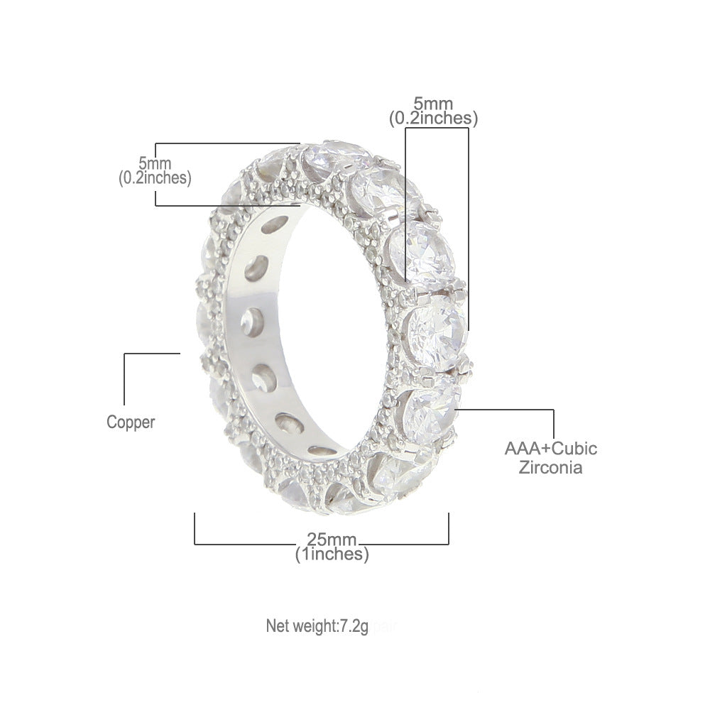 ICE WATER Hip-hop Row Large Cubic Zirconia Ring