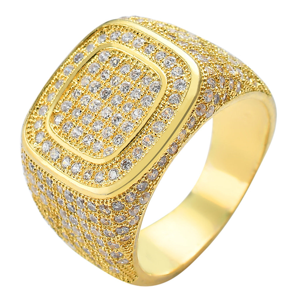 ICE WATER Hip Hop Bling Luxury Ring With Inlaid Zirconia