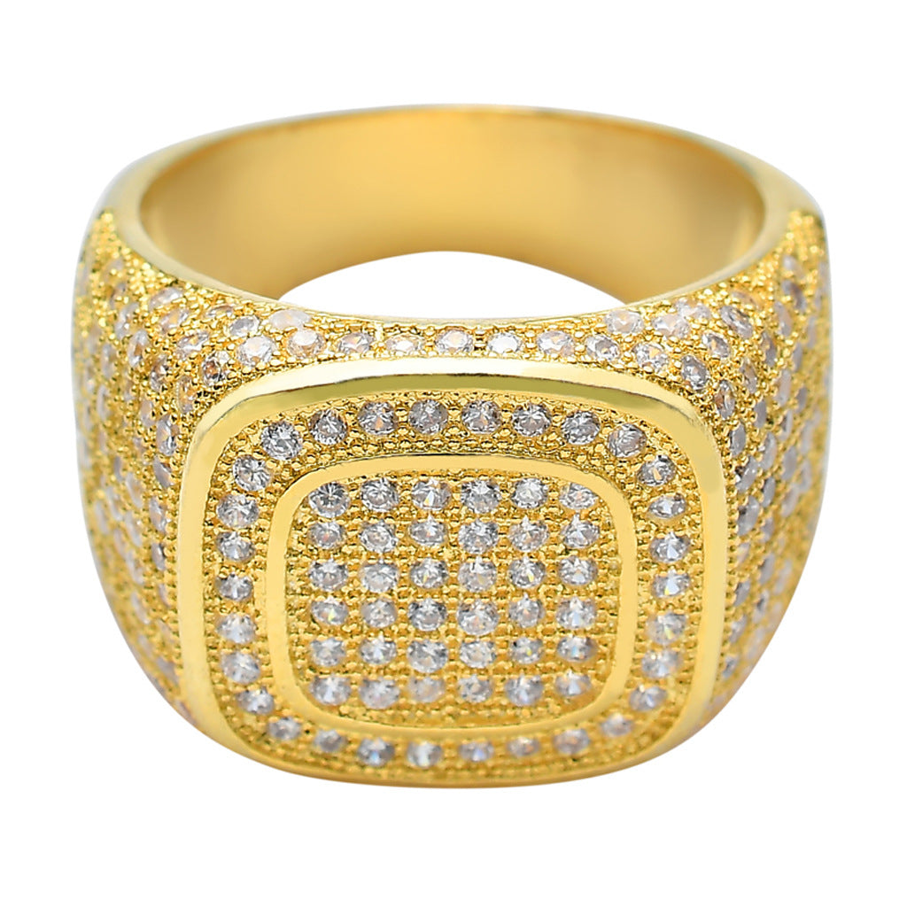 ICE WATER Hip Hop Bling Luxury Ring With Inlaid Zirconia