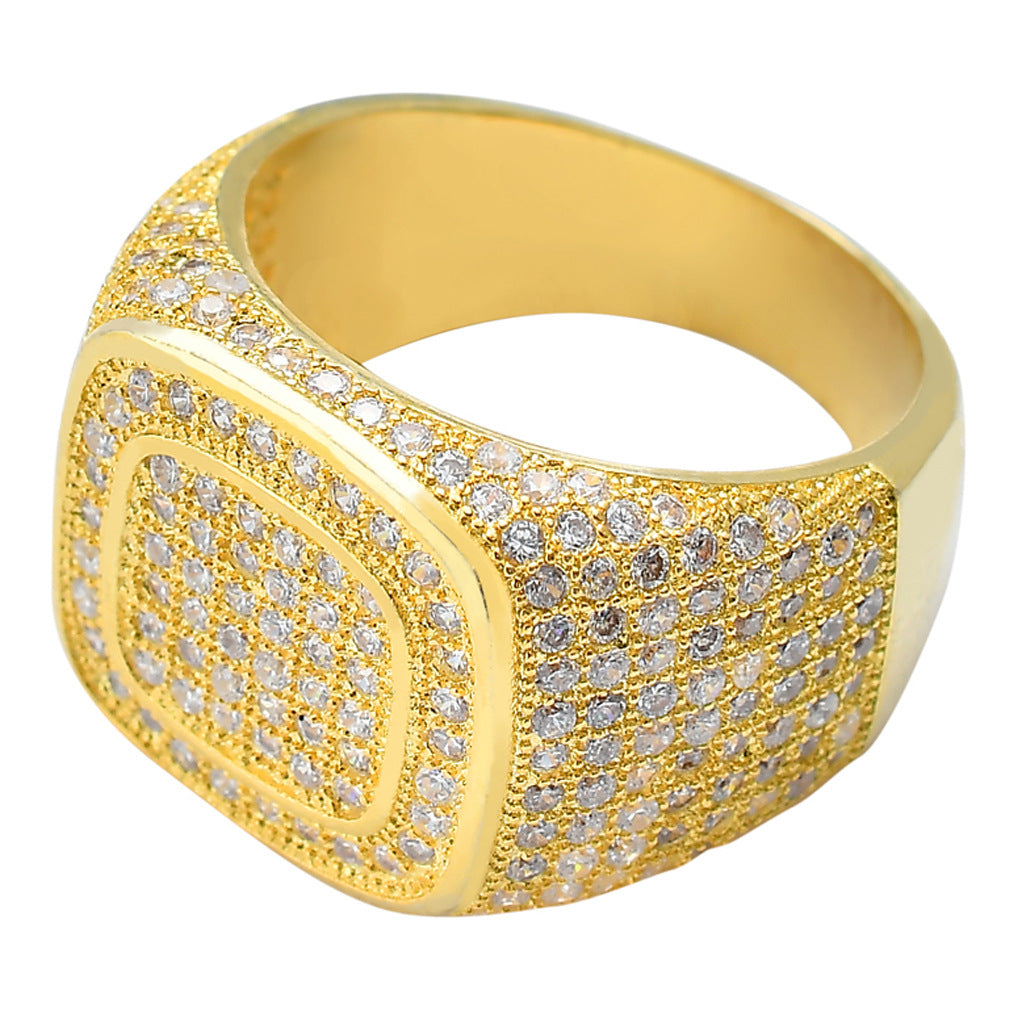 ICE WATER Hip Hop Bling Luxury Ring With Inlaid Zirconia