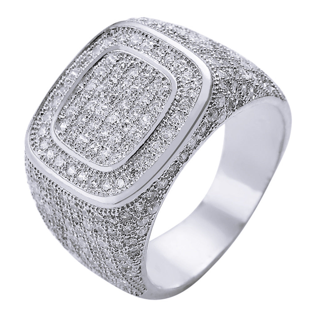 ICE WATER Hip Hop Bling Luxury Ring With Inlaid Zirconia