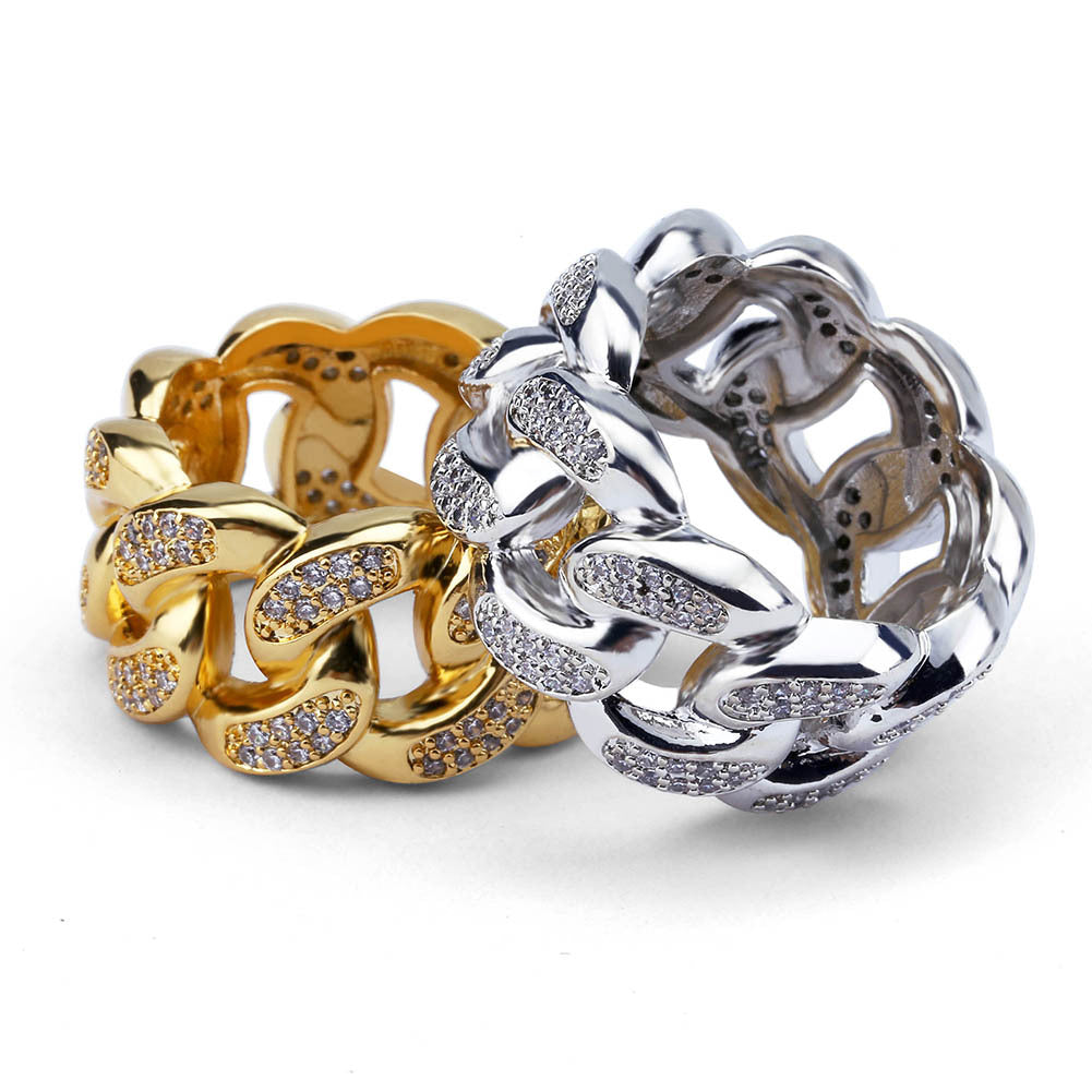 ICE WATER Hip Hop Cuban Link Ring Zirconia