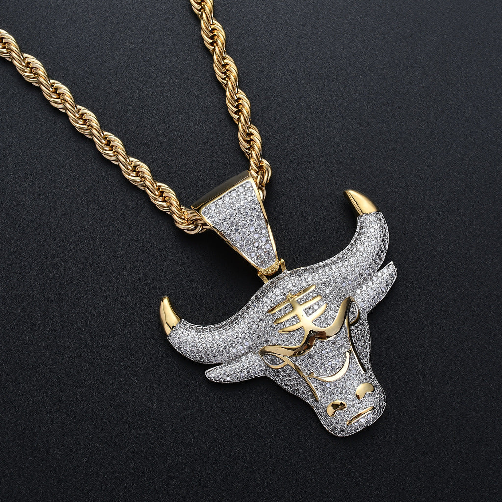 ICE WATER zirconia Vampire Mask & Bull Pendant