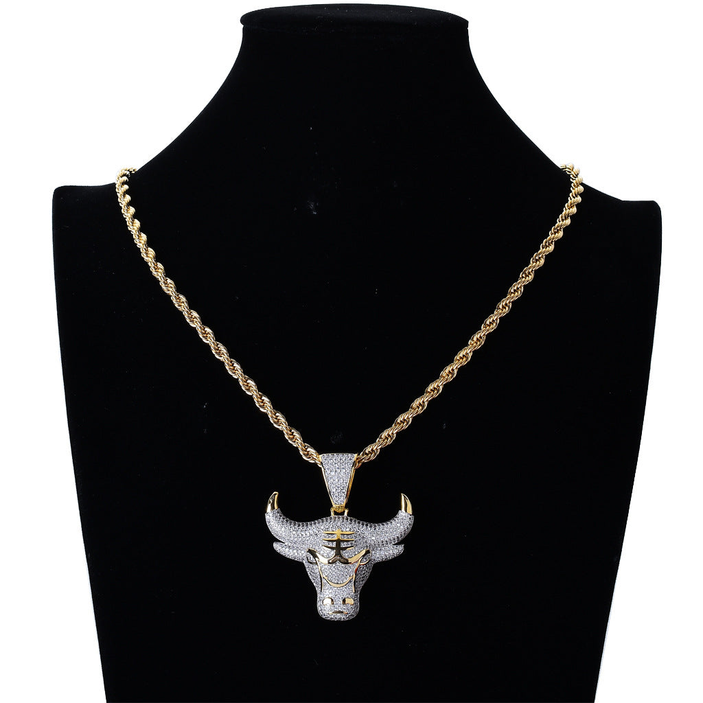 ICE WATER zirconia Vampire Mask & Bull Pendant