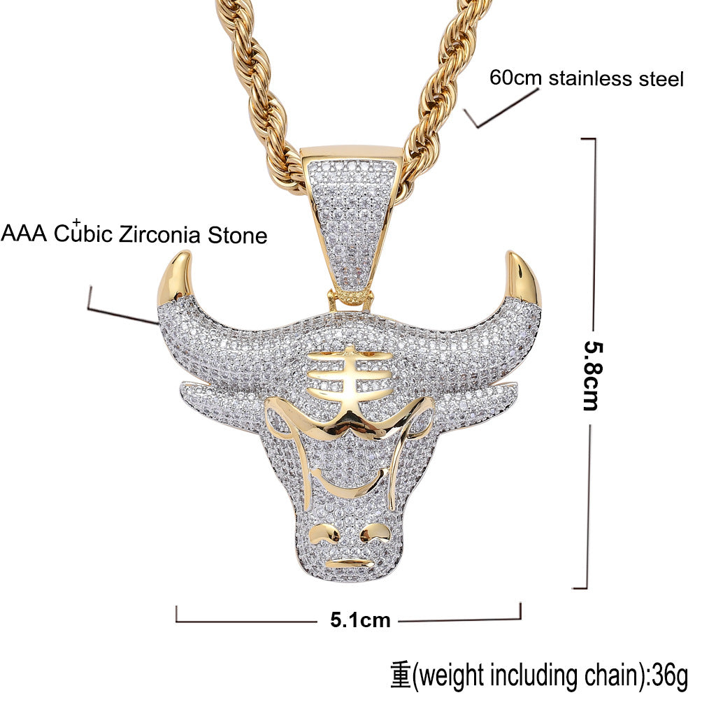 ICE WATER zirconia Vampire Mask & Bull Pendant