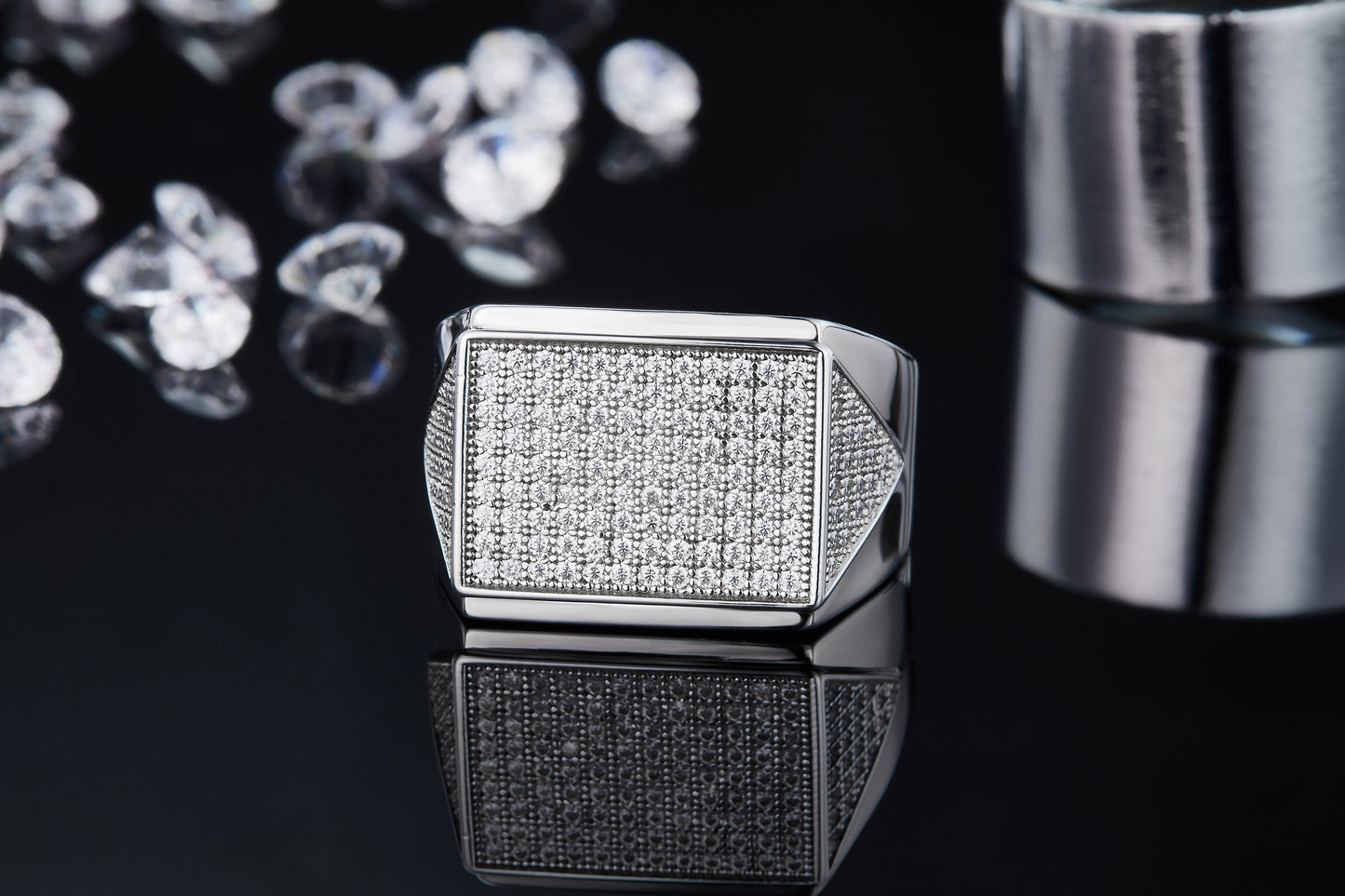 Moissanite  square Men's ring 925 style