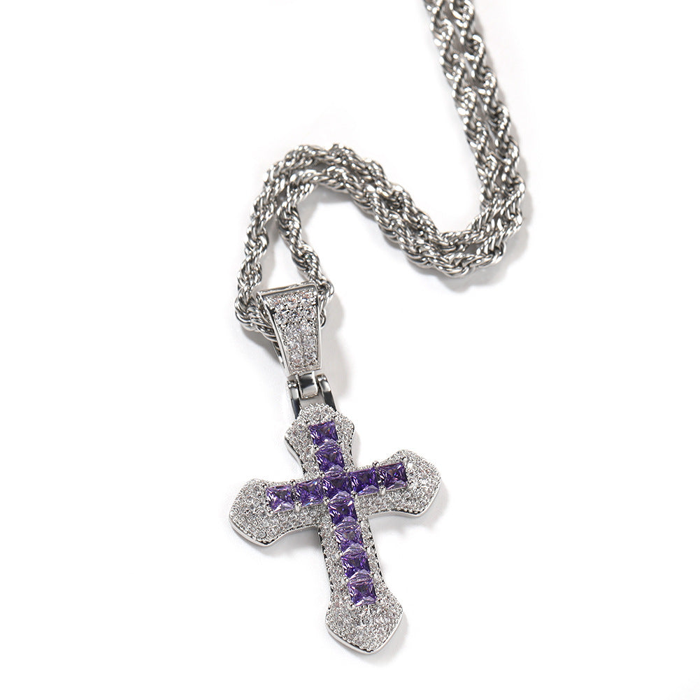 ICED SMALL CROSS PENDANT BUNDLE IN WHITE GOLD-PLATED
