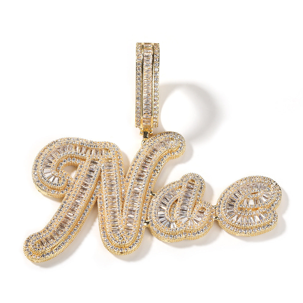 ICE WATER Custom letters pendant zirconia