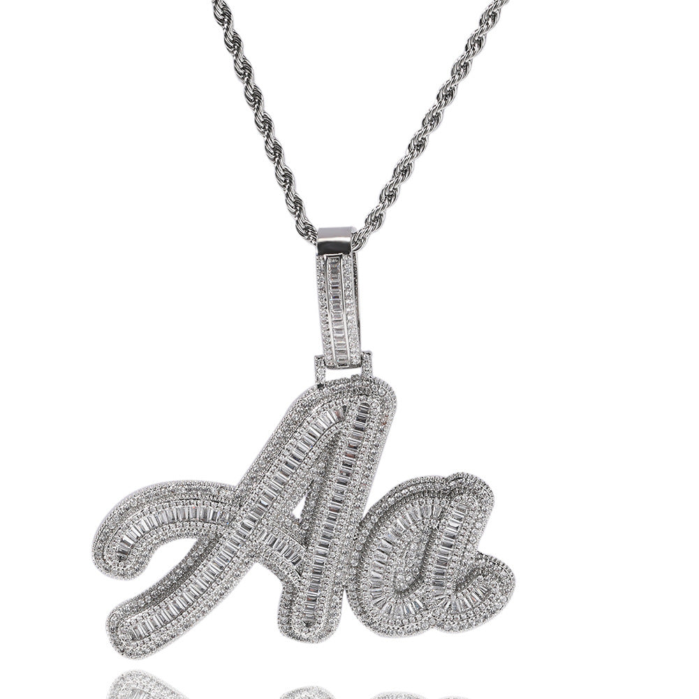 ICE WATER Custom letters pendant zirconia