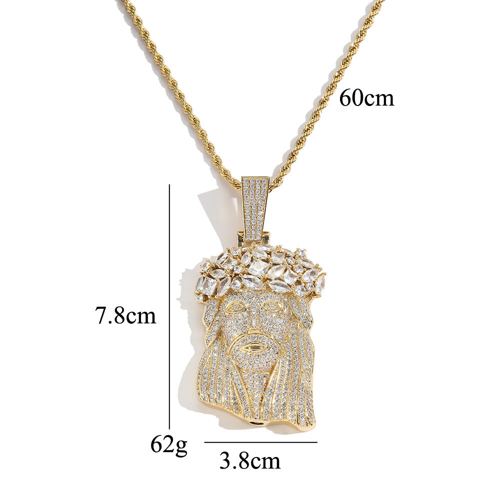 ICE WATER Jesus Pendant, zirconia copper