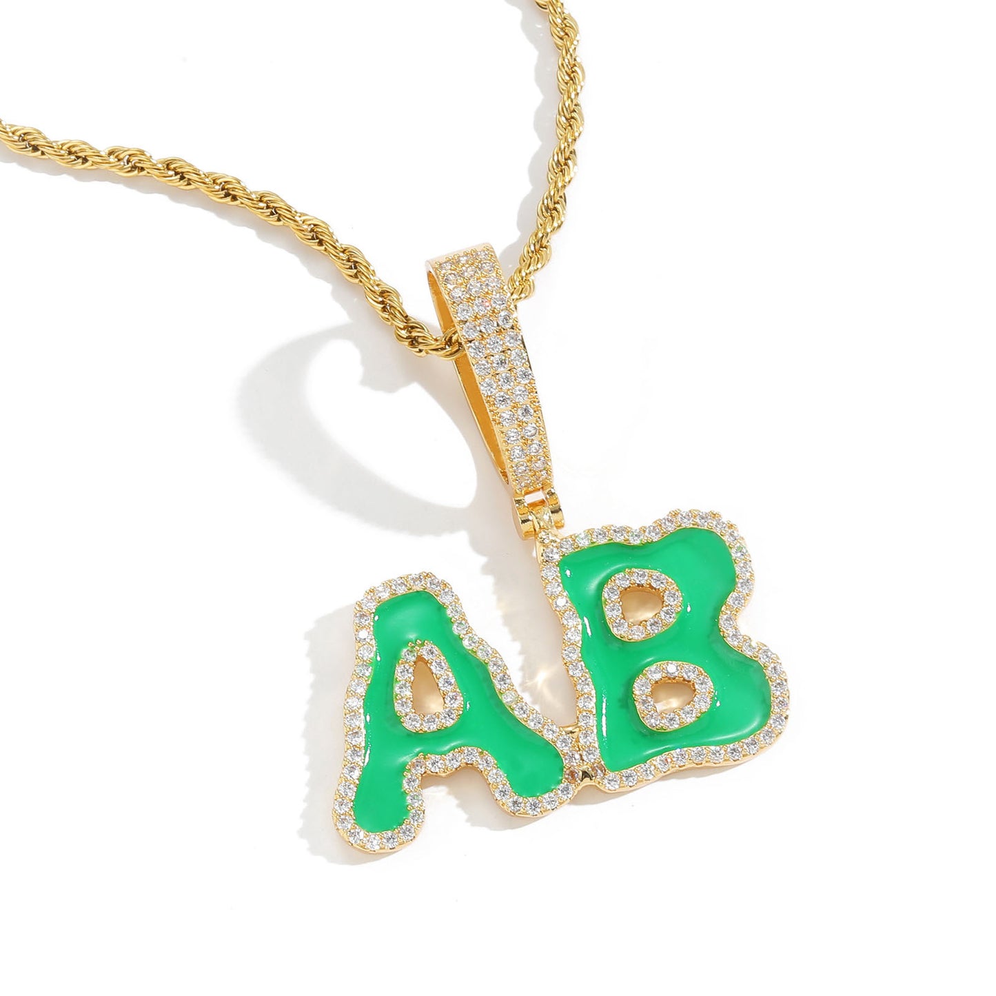 ICE WATER shiny zironia English Letter Pendant Customized Name