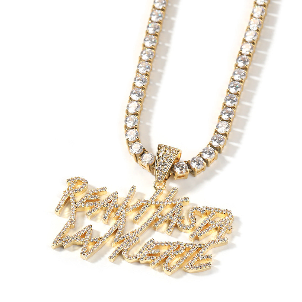 ICE WATER Hip Hop Letter Chain Design Pendant Necklace