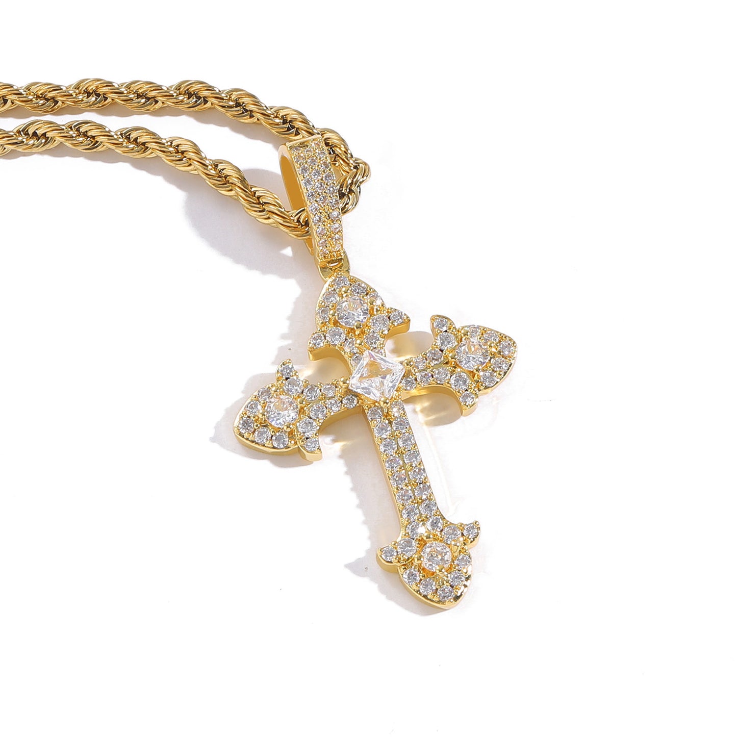 ICE WATER Cross Pendant, Copper With Zirconia