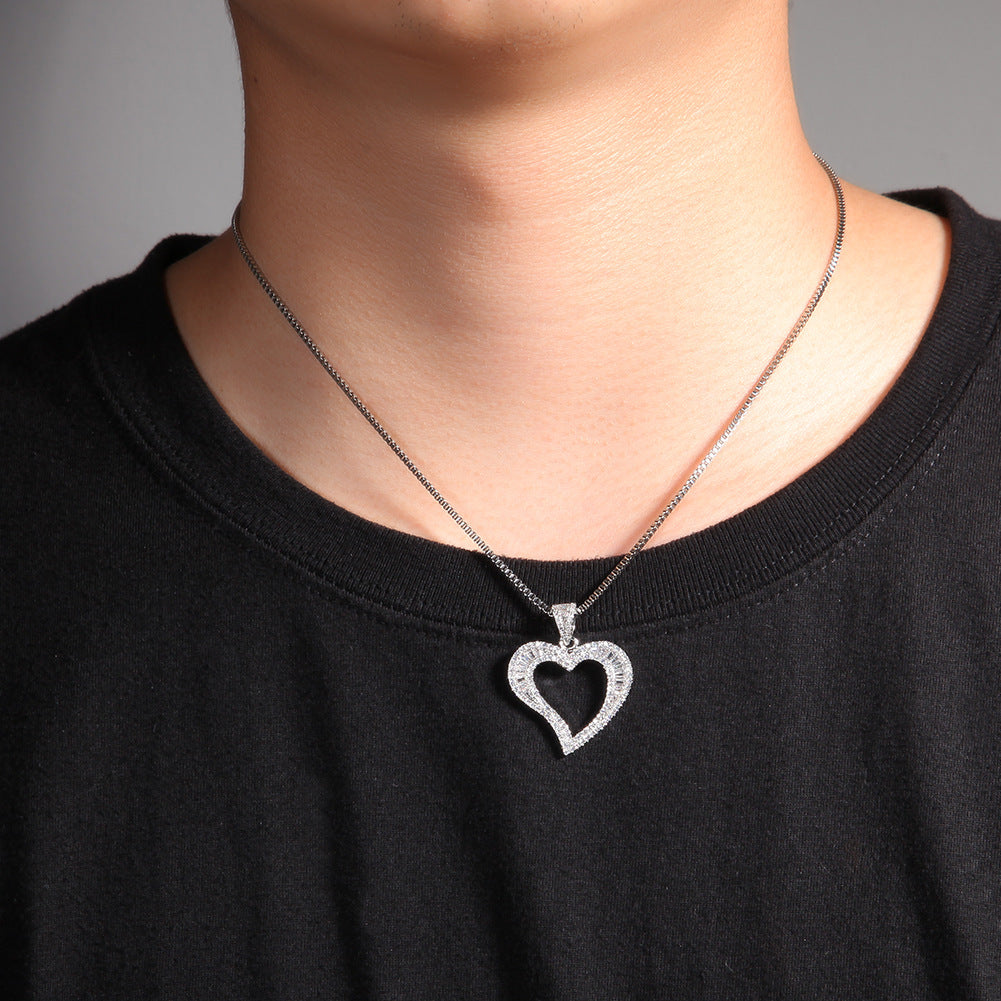 ICE WATER Curve Heart Baguette Cut Zirconia Necklace