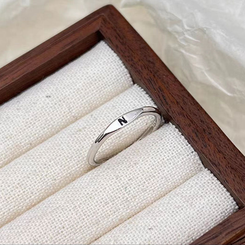 ICE WATER  Simple  Adjustable opening 26 English Letter Carved Ring