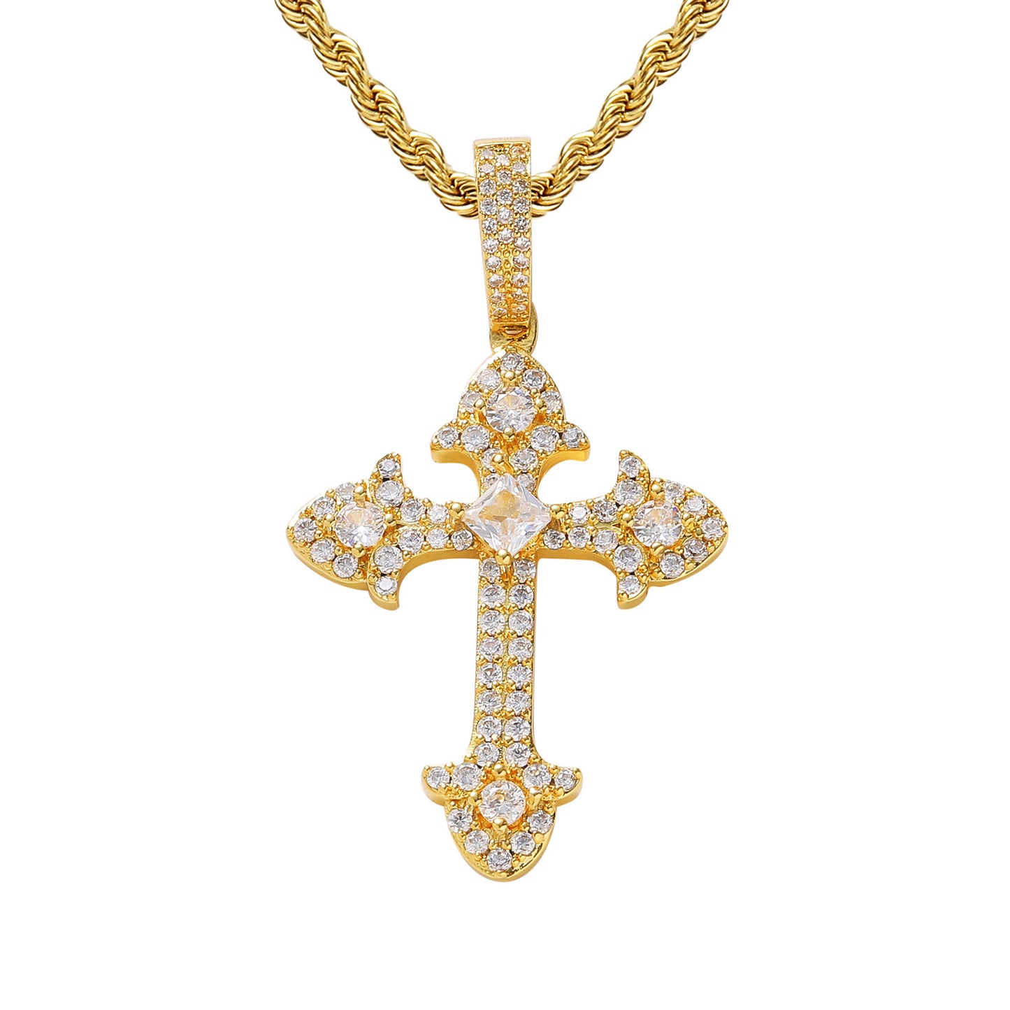 ICE WATER Cross Pendant, Copper With Zirconia