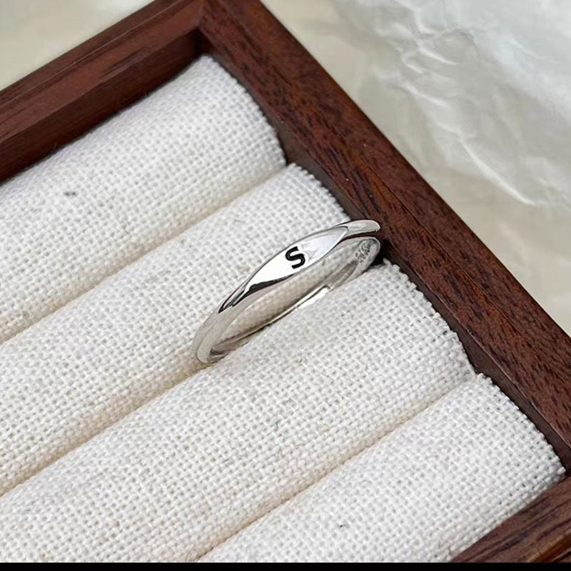 ICE WATER  Simple  Adjustable opening 26 English Letter Carved Ring