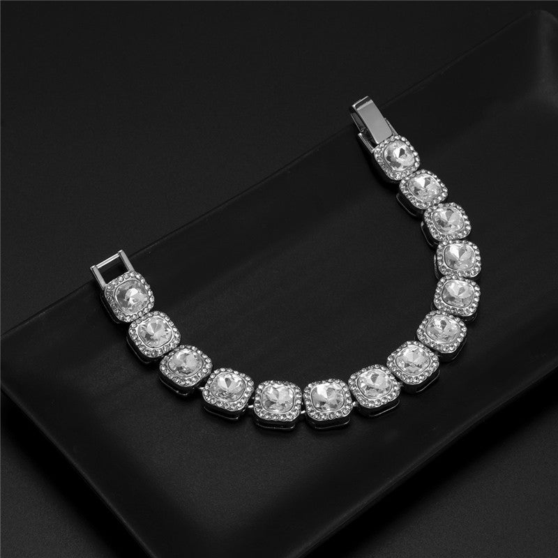 Elegant Square Watch & Zirconia Tennis Necklace Includes Tennis Bracelet 3 Piece Watch Sets