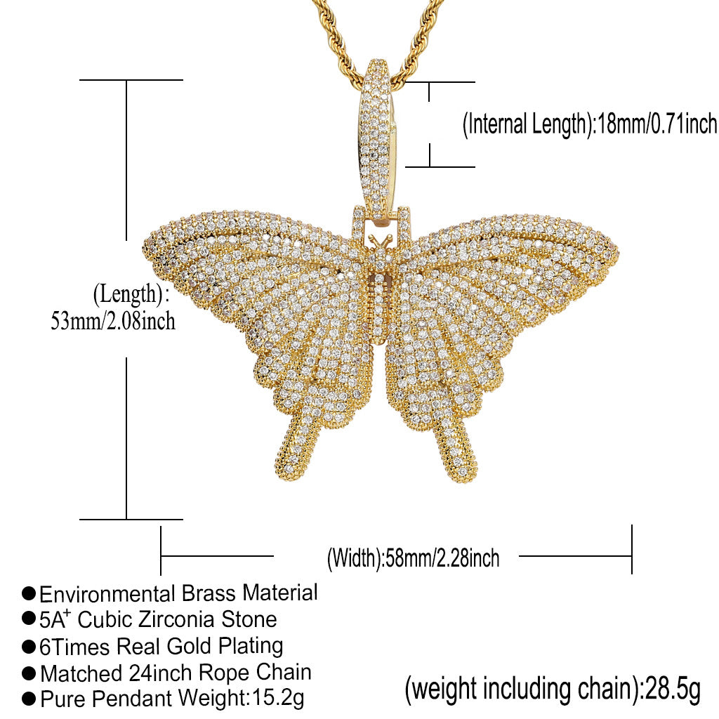 ICE WATER big Butterfly pendant copper and zirconia