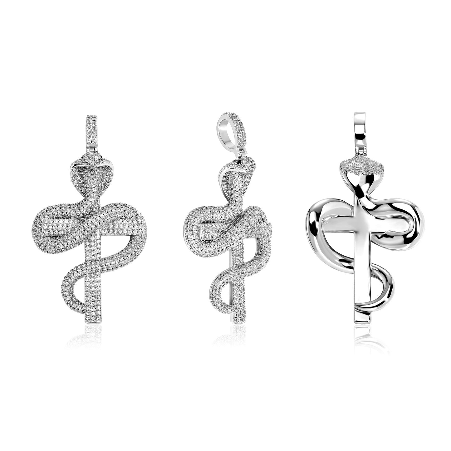 ICE WATER Snake Cross zirconia Pendant Necklace