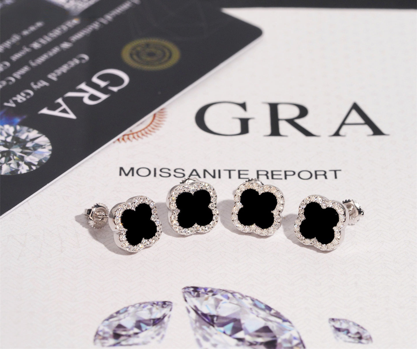 925S & VVS1 MOISSANITE FOUR-LEAF EARRINGS