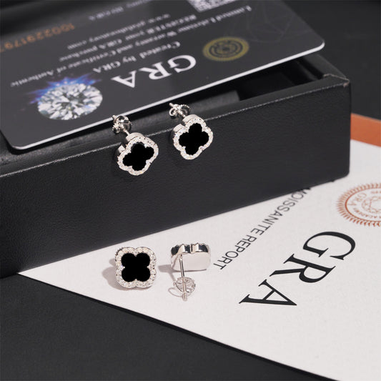 925S & VVS1 MOISSANITE FOUR-LEAF EARRINGS