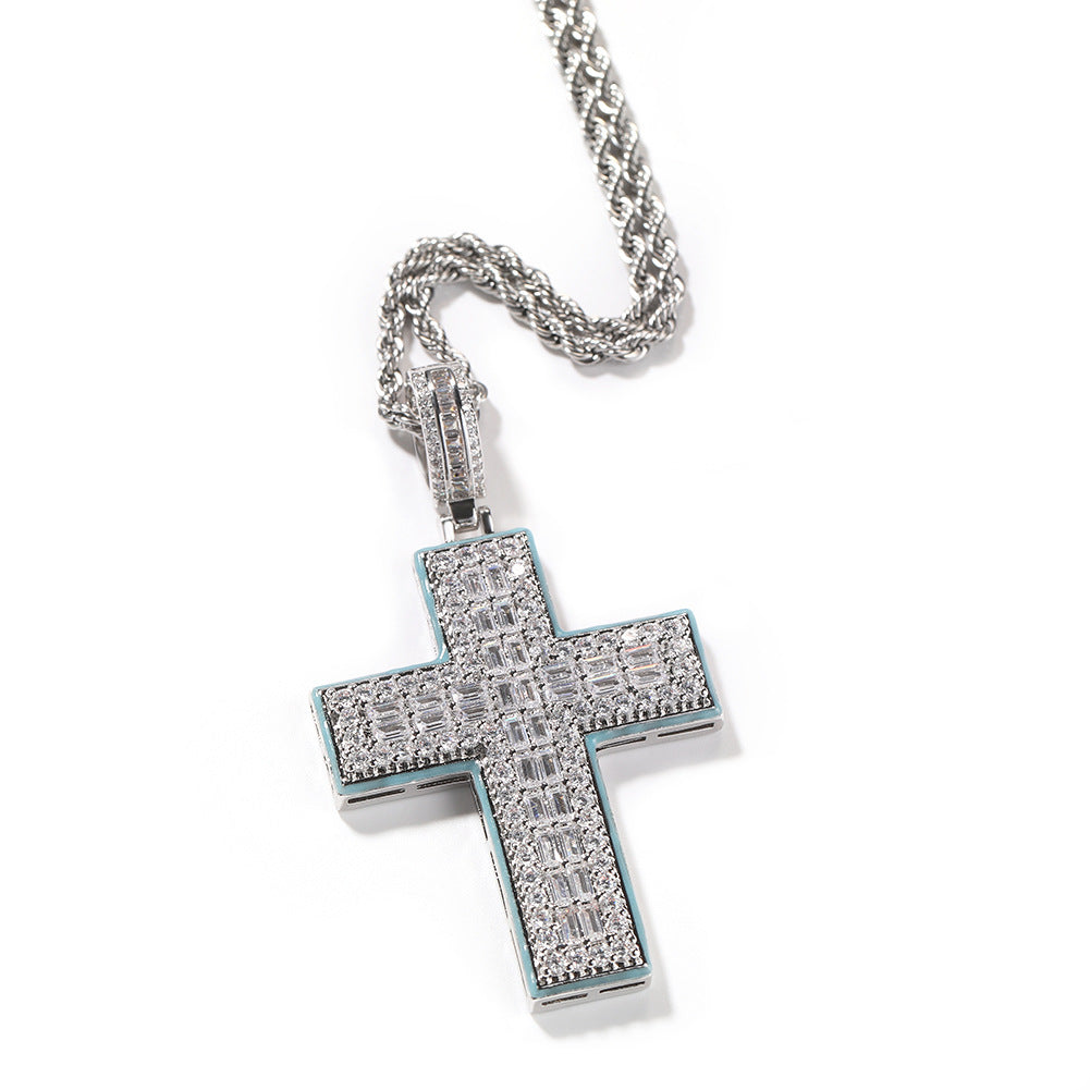 ICE WATER Cross Necklac Hip Hop Luminous zirconia Pendant