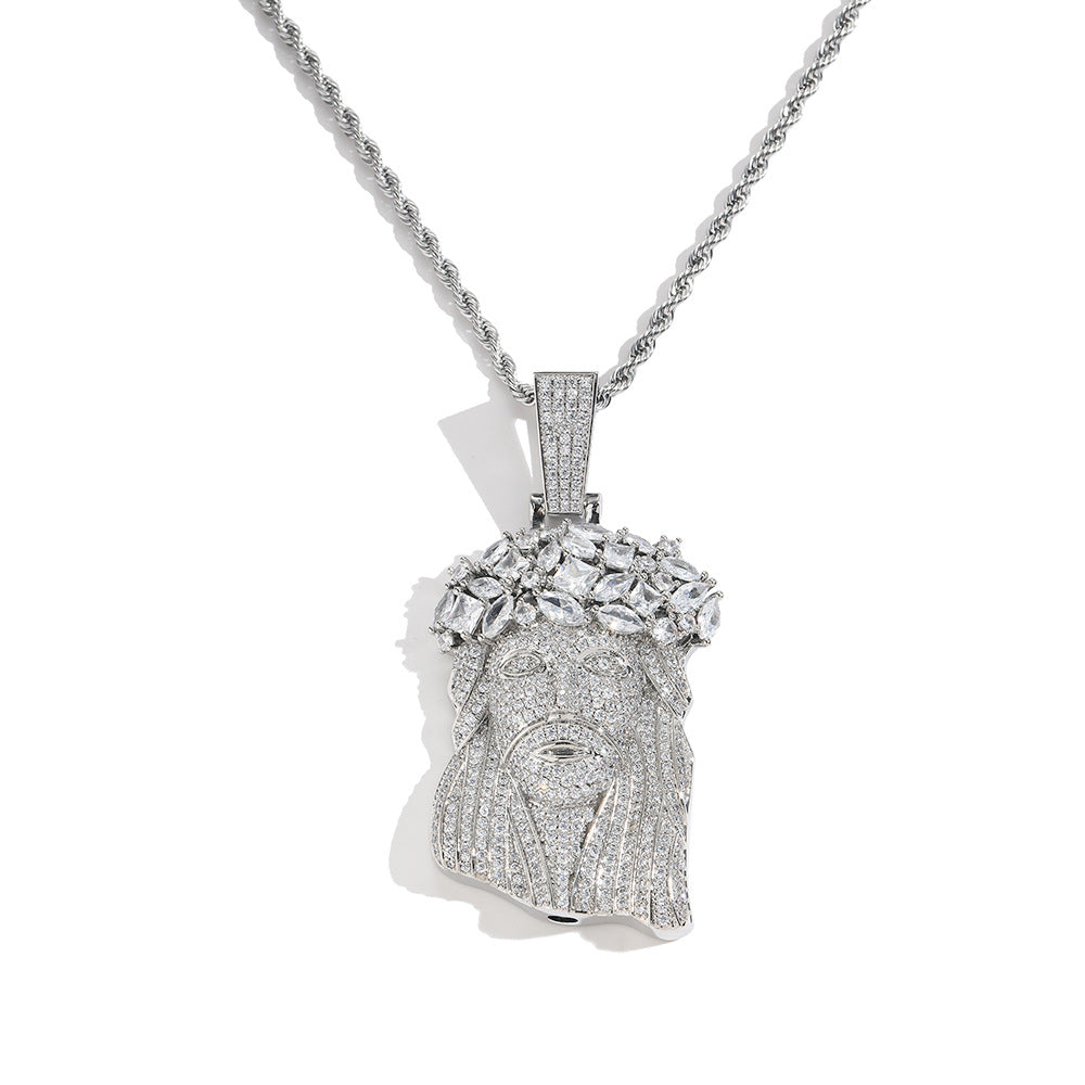 ICE WATER Jesus Pendant, zirconia copper