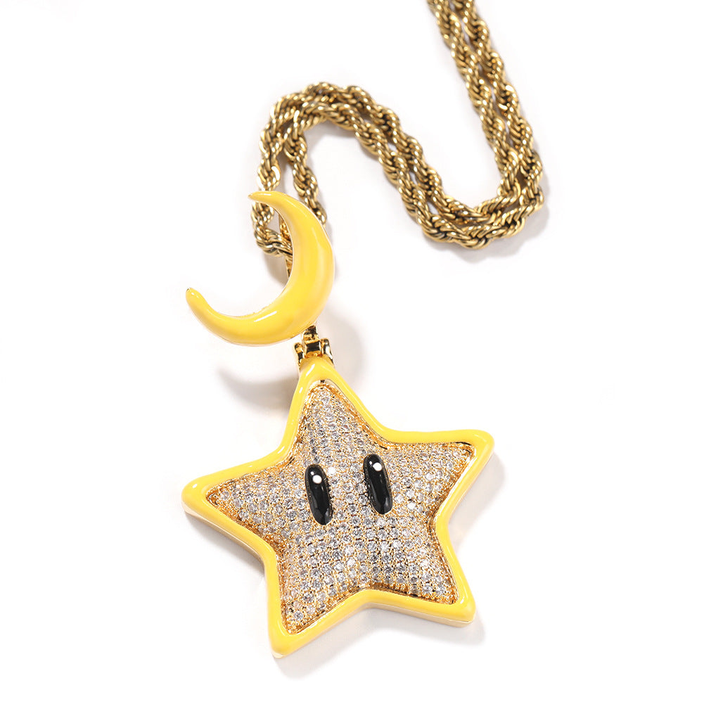 ICE WATER Luminous cute star Pendant With Zirconia