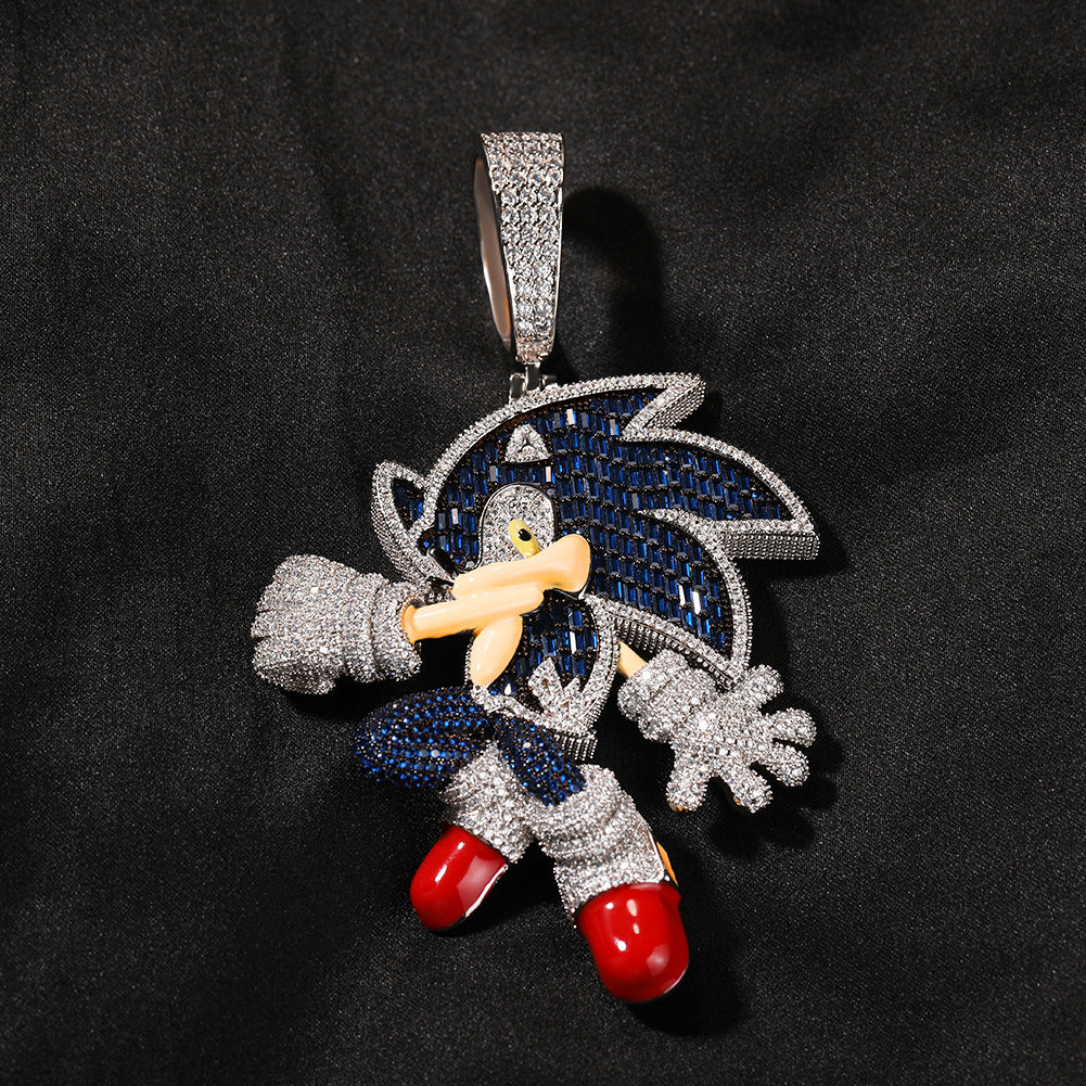 ICE WATER Sonic Cartoon Pendant Necklace copper zirconia