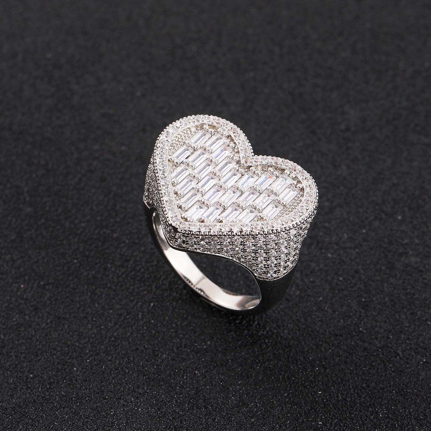 ICE WATER Stylish Three-dimensional  heart Cubic Zirconia Ring