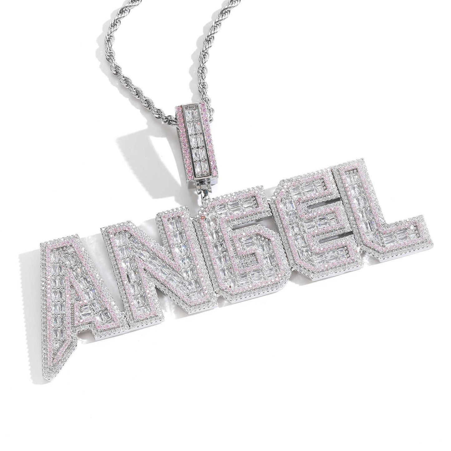 ICE WATER shiny zironia English Letter Pendant Customized Name