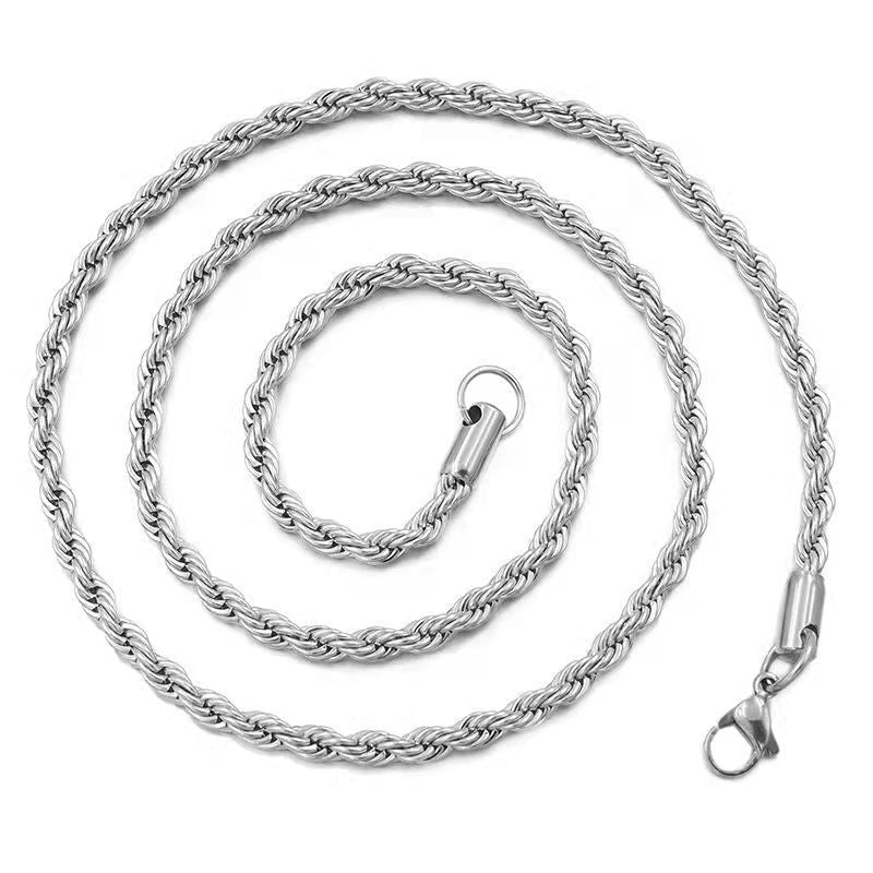 ICE WATER Rope Chain Stainless Steel Necklace for Men Women