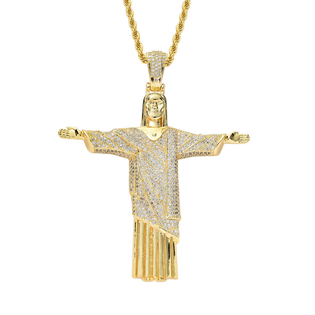 ICE WATER Hip Hop Jesus Cross Cubic Zirconia Pendant