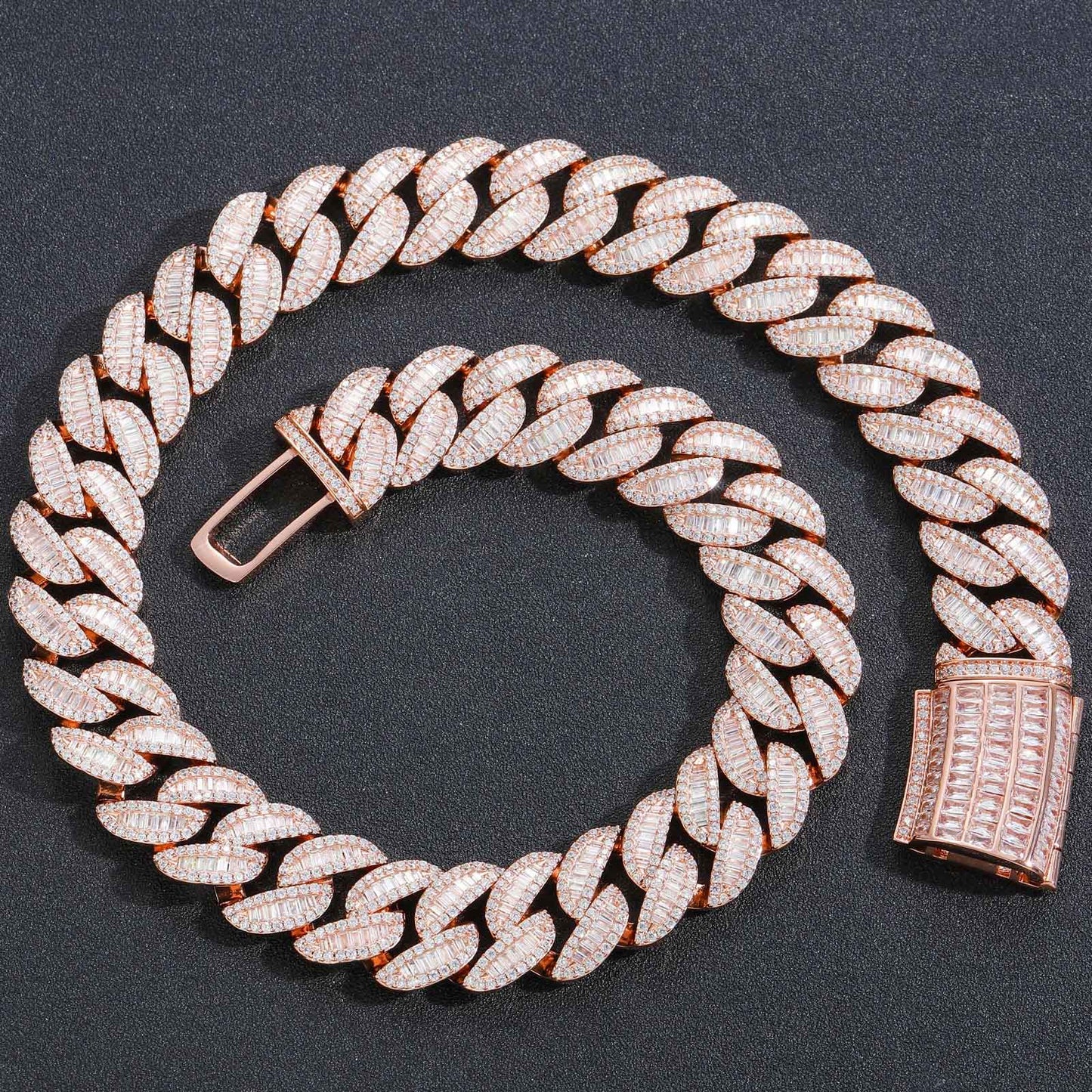 ICE WATER 20mm zirconia Hip Hop Cuban Bracelet Necklace copper Chain